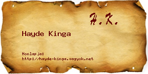 Hayde Kinga névjegykártya